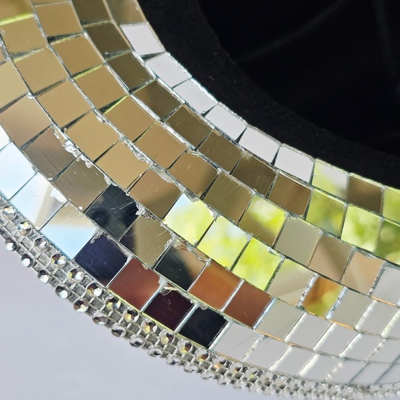 Rave Wear Disco Cowboy Hat Silver Mirror Tile Festival Party Glam Bachelorette main image 8